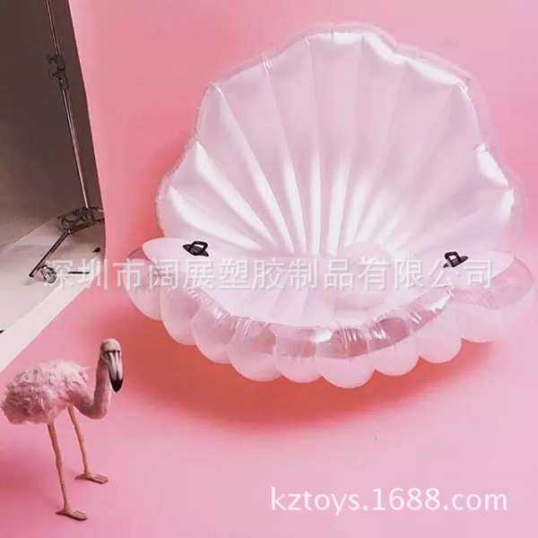 新款水上充气贝壳浮排 充气贝壳沙发 充气扇贝浮排浮床躺椅