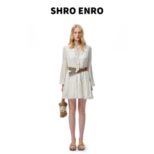 波西米亚宽松A字镂空泡泡袖 SHRO 法式 新款 连衣裙 ENRO2026年春季