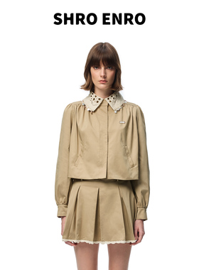 SHRO ENRO2026春季新款蕾丝镂空娃娃领波嬉风泡泡袖百搭短款外套