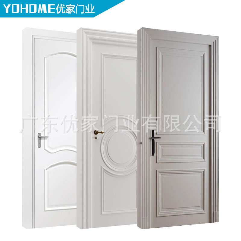 欧式高端豪华卧室门房间门白色油漆门实木门室内静音门扣线烤漆门