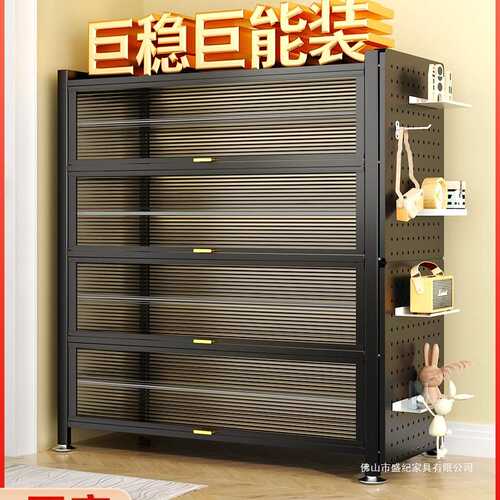 钢制鞋柜收纳柜一体靠墙防尘入户家用玄关柜大容量多层鞋架新