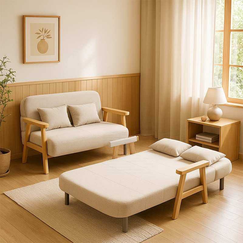 折叠沙发床可睡觉实木多功能小户型单人一体家用沙发垫伸缩床客厅