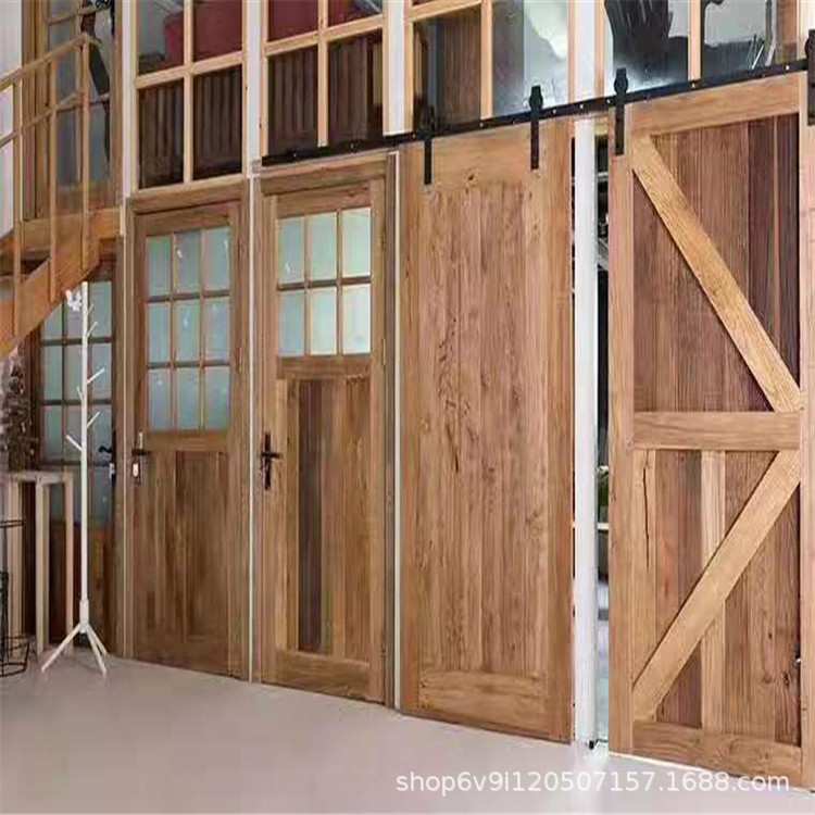 老榆木门板风化料定制民宿酒店平开门谷仓门榫卯结构复古美观