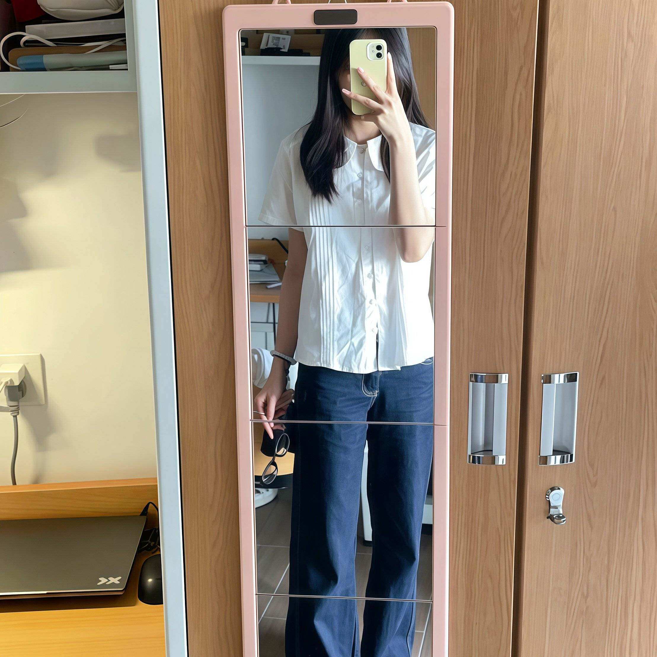 折叠全身镜!镜子学生宿舍专用化妆镜收纳可挂柜子门后穿衣镜防摔