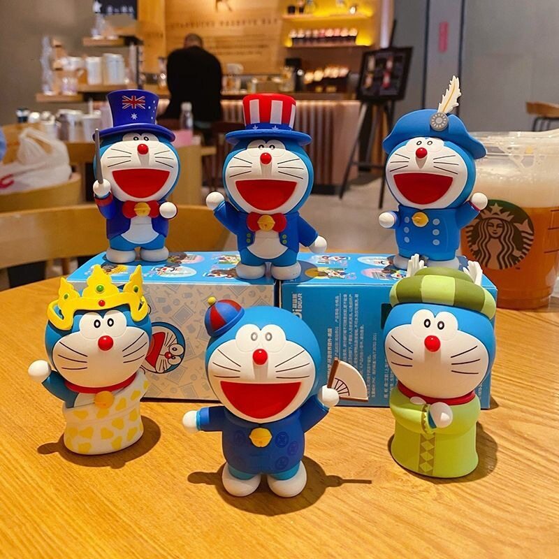 哆啦a梦环游世界系列盲盒潮玩公仔手办可爱桌面摆件玩偶生日礼物