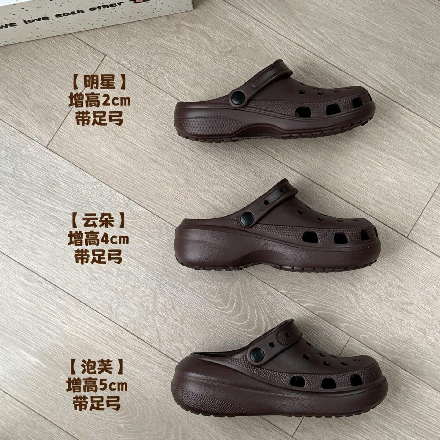 咖色高质量洞洞鞋有足弓女款2026新款夏外穿男防臭防滑厚底沙滩鞋图片