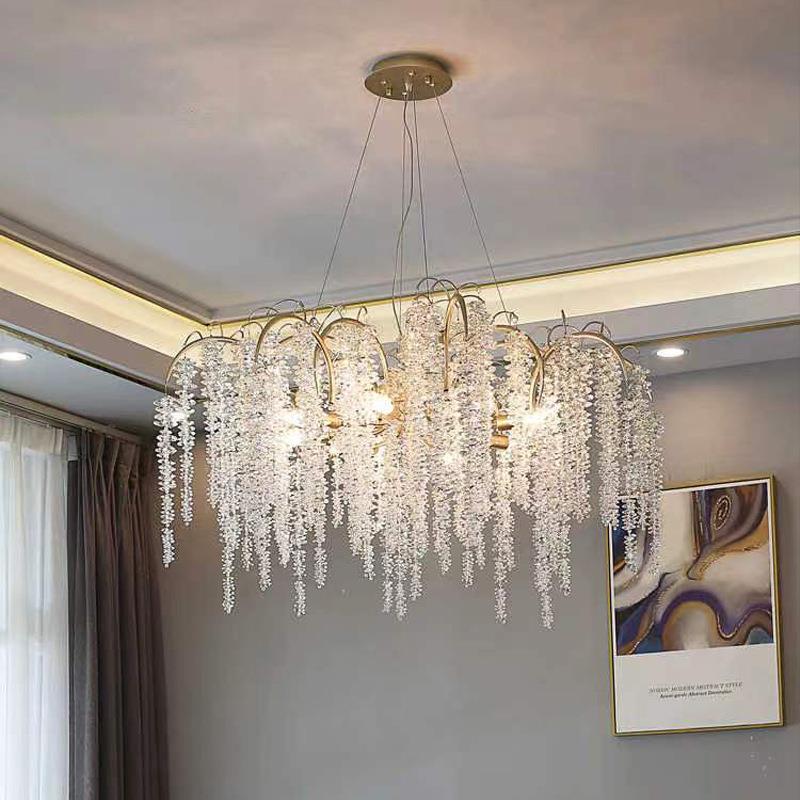 跨境新款法式客厅水晶灯轻奢美式个性客厅餐厅卧室水晶枝型吊灯