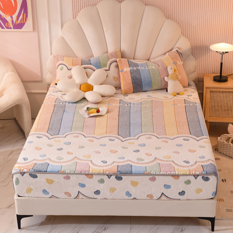 冬季牛奶绒床笠单件加绒加厚珊瑚绒床罩儿童学生宿舍床垫套床笠罩