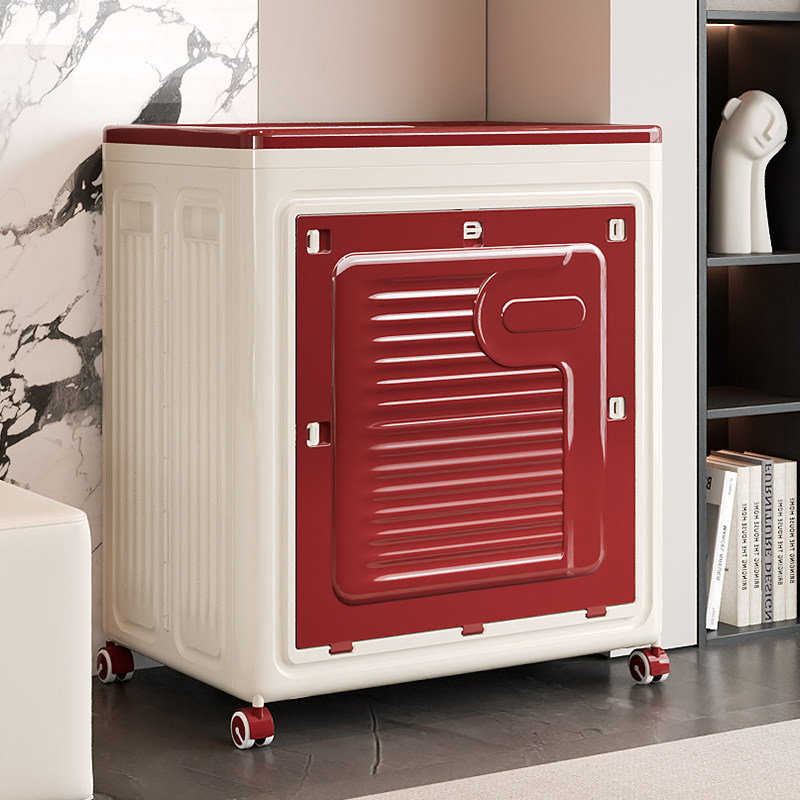 【定制款中国红】翻盖箱衣物被子收纳整理箱儿童衣柜可移动折叠