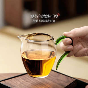 高硼硅玻璃公道杯加厚耐热分茶器高档过滤泡茶具日式茶海把手公杯