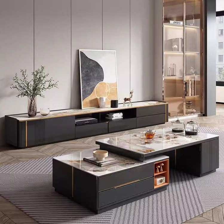 新款泡茶岩板茶几高级茶台一体轻奢高端现代家用客厅桌电视柜组合