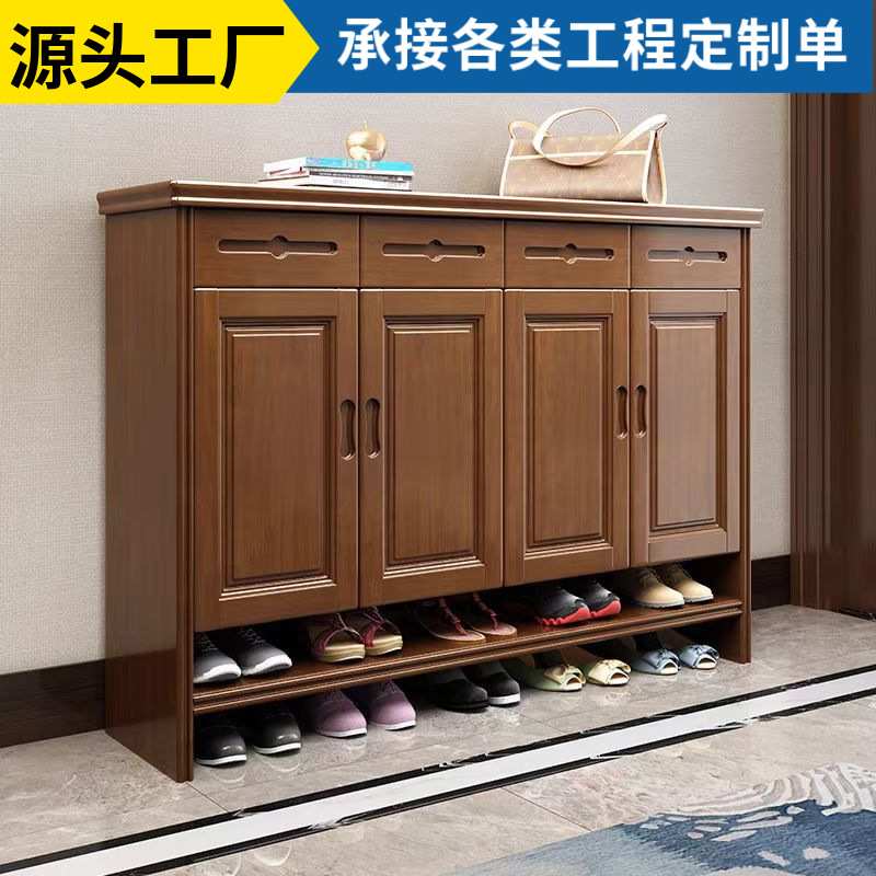 实木鞋柜现代简约家用入户鞋架多层门口鞋子新中式收纳储物厅柜子