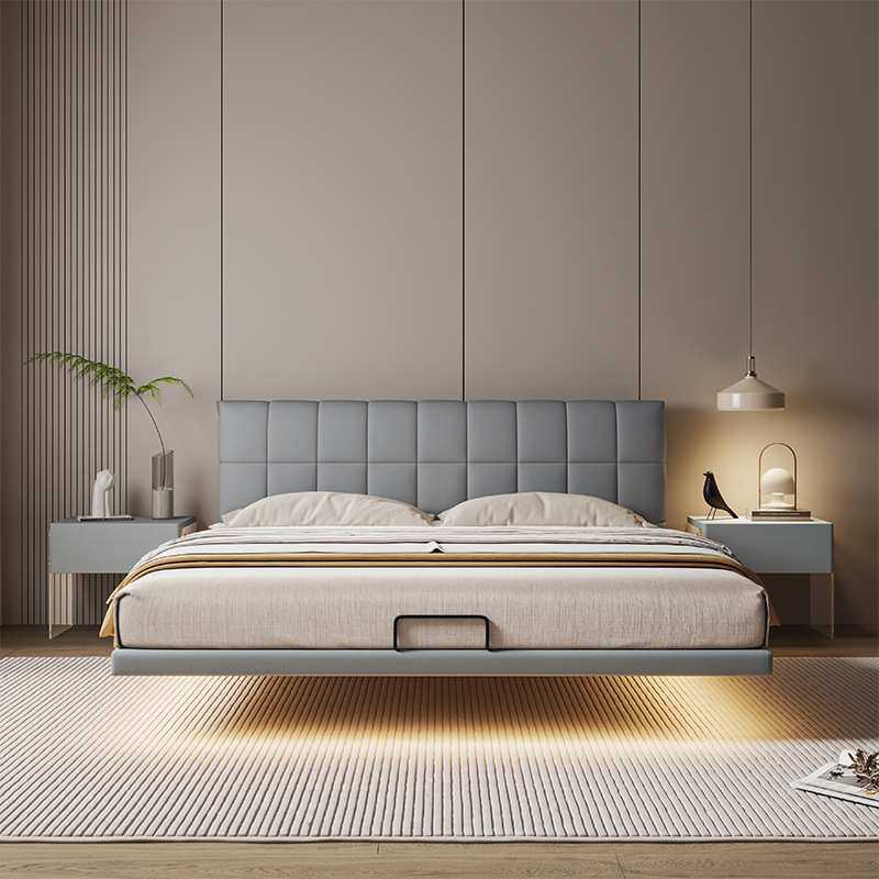 悬浮床感应灯条现代简约主卧1.8米大床小户型1.5米双人床轻奢皮床,机械设备,其他机械设备,淘宝优惠券,粉丝福利购,淘宝优惠卷