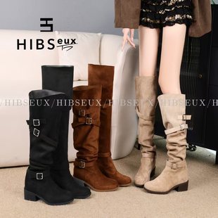 靴子2025新款 女长靴粗跟两穿设计感小众小个子骑士靴靴子长筒靴女