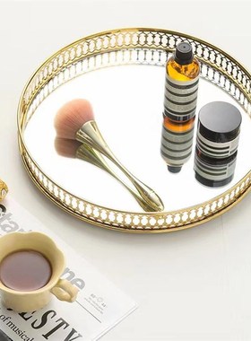轻奢ins镜面托盘客厅茶几餐桌化妆F品收纳首饰置物盘烛台托盘装饰