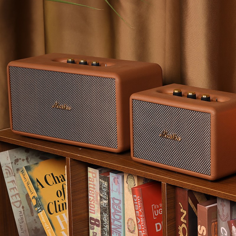 音箱模型仿真f复古木质皮革音响摆件道具装饰别墅样板间摄影非真