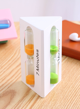 儿童刷牙沙漏计时器3/5/7分钟三五七时间组合迷你三角小摆件创意