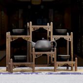 全榫卯博古架实木鸡翅木多宝阁小置物架茶具茶壶架子古董古玩展示