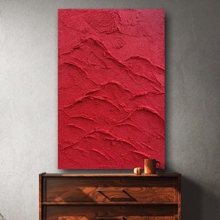 玄关入户抽象装饰画客厅沙发手工画红红火火抽象装饰画办公室挂画