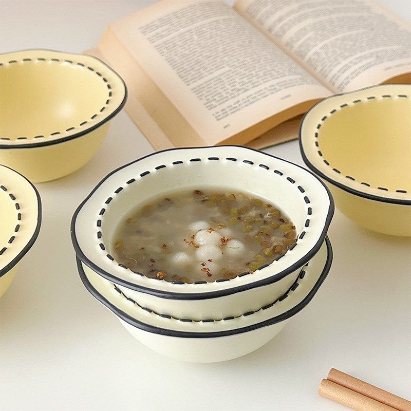 穆尼 ins漫画风早餐碗燕麦碗甜品碗H沙拉碗饭碗陶瓷家庭套装餐具,餐饮具,碗,淘宝优惠券,粉丝福利购,淘宝优惠卷