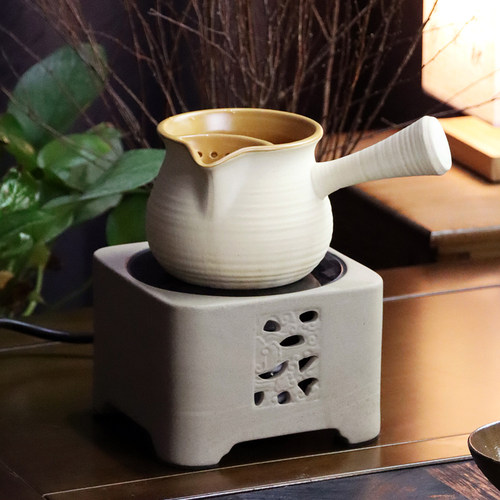 围炉煮茶炉套装家用庭院罐罐w壶黑晶炉煮茶器侧把壶煮茶壶陶壶整