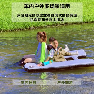 适用于理想L7车载充气旅行床垫露C营漂流自驾双人拉丝高压睡垫汽