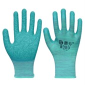 包邮 鼎升389j尼龙衬里乳胶皱纹劳保工作防护手套绿色涂胶耐磨防滑