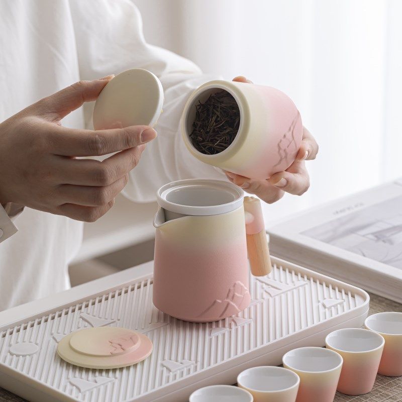 旅行茶具套装陶瓷功夫泡茶壶一壶三六杯便携式P户外露营车载收纳,餐饮具,旅行茶具,淘宝优惠券,粉丝福利购,淘宝优惠卷