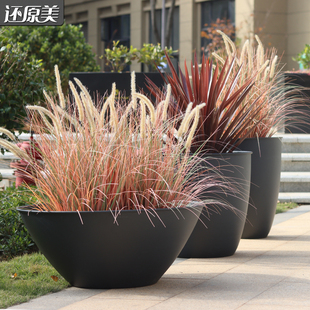 户外花盆花钵圆形组合大口径花盆大号G别墅阳台种植花器铝合金花