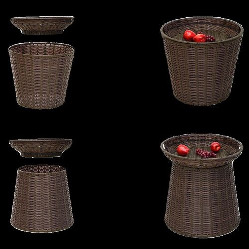 水果堆头篮超市商场水果架陈列篮编织篮货架藤R编篮展示筐展示藤