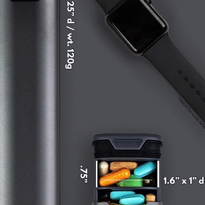 一周7天的大容i量铝合金抽屉式药盒,可移动隔间,密封防潮,储药