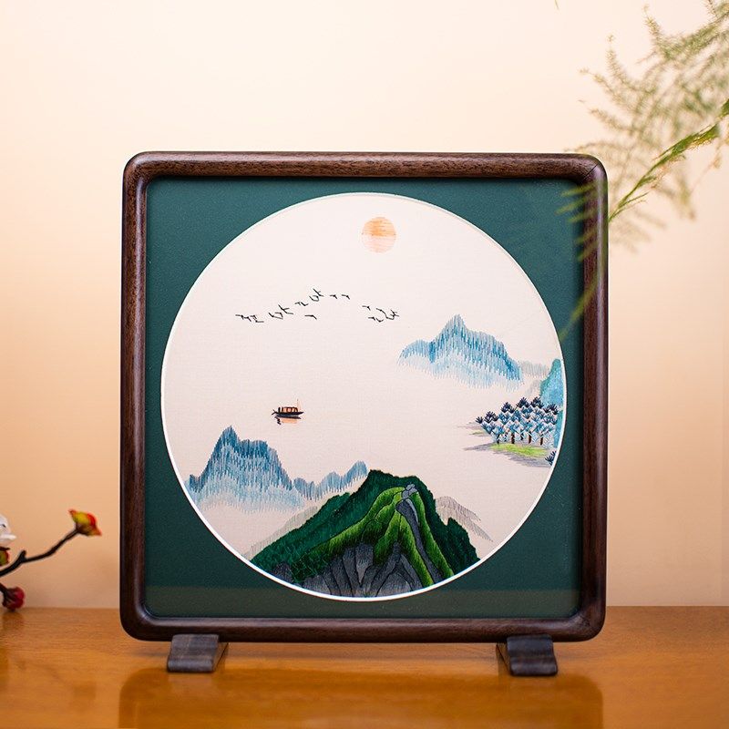 手工苏绣成品摆件乔迁新居礼物A非遗工艺品屏风轻奢高档玄关摆台,家居饰品,桌面摆件,淘宝优惠券,粉丝福利购,淘宝优惠卷