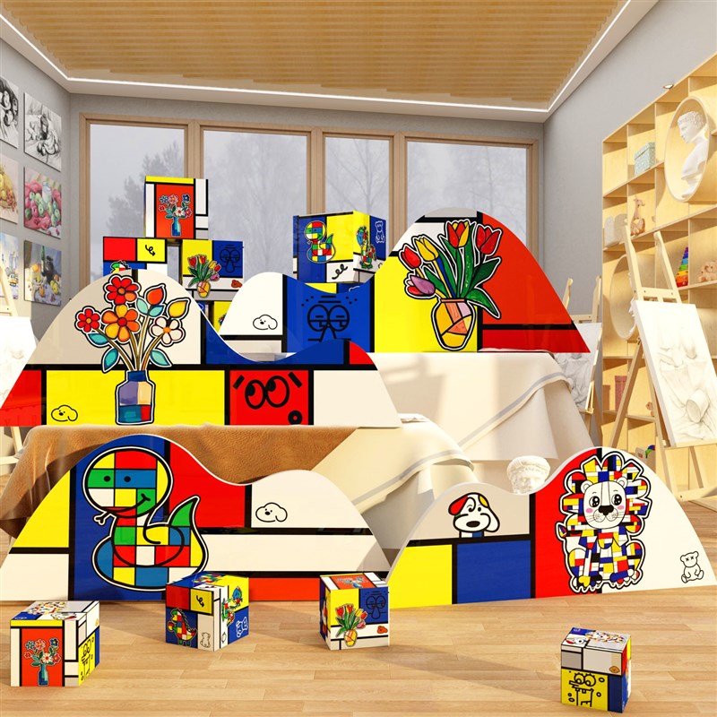 蒙德里安画室布置美术教室展幼儿园墙面装K饰环创主题成品材料文