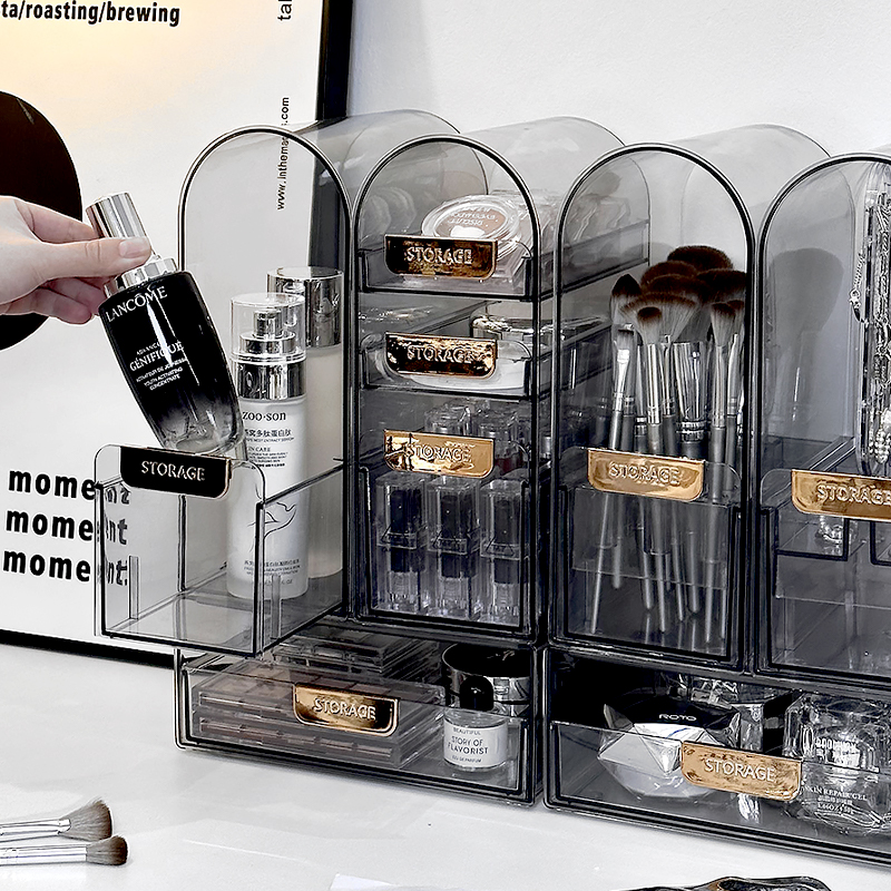 化妆品收纳盒抽屉式梳妆台桌面z护肤品口红置物架透明亚克力首饰