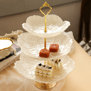 玻璃果盘c欧式三层架冷餐茶歇水果盘甜品蛋糕托盘点心架糖果零食