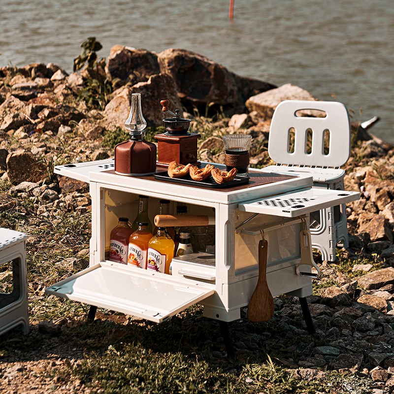 户外露营箱可折叠k收纳箱大容量高颜值三开门便携式野餐野营小桌