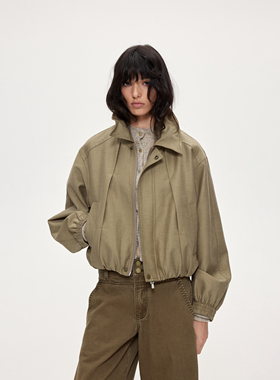 ACOSEY 25FW 天丝亚麻设计感随性造型领秋冬宽松夹克外套