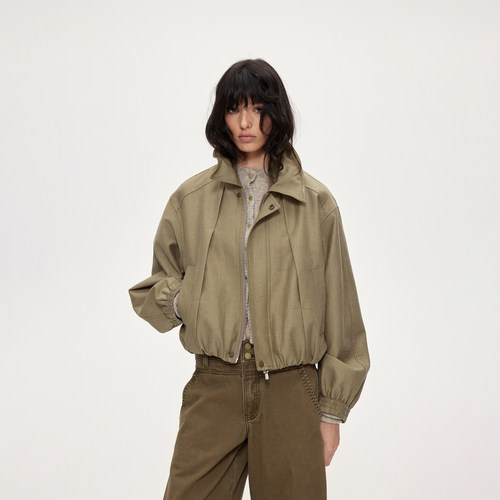 ACOSEY 25FW 天丝亚麻设计感随性造型领秋冬宽松夹克外套