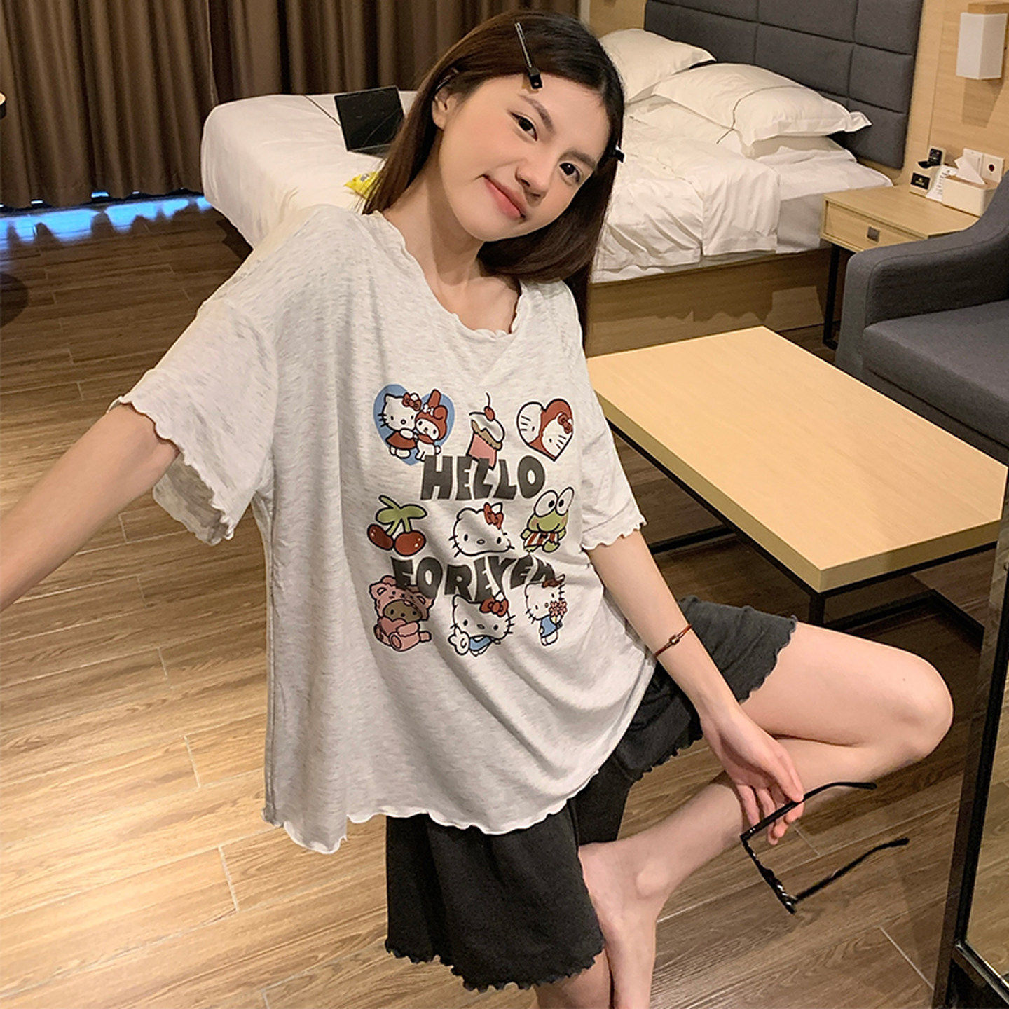 莫代尔睡衣夏季女款2026新款带胸垫短袖夏天薄款可外穿家居服套装