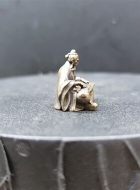 黄铜高山b流水伯牙鼓琴古代古筝小人物鱼缸盆景假山微缩造景观摆