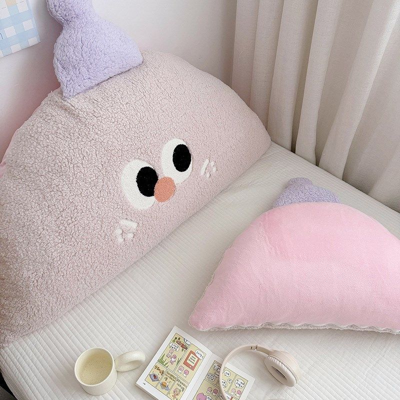 ins韩版可爱羊羔绒半圆靠枕儿童房粉色儿童床头S靠垫双人床靠背垫