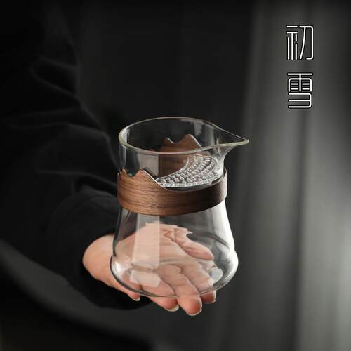 玻璃公道杯茶漏一体茶滤月牙泡茶茶具日I式过滤绿茶专用耐热分茶