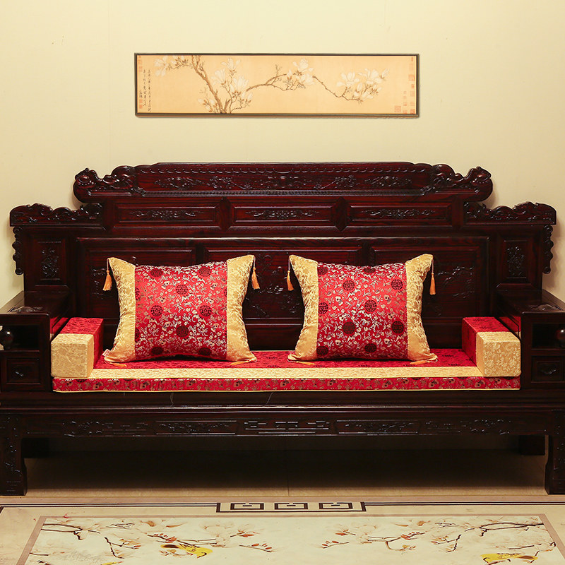 中式抱枕红木沙发靠垫套中国风扶B手枕靠背腰枕腰靠方枕方形枕含