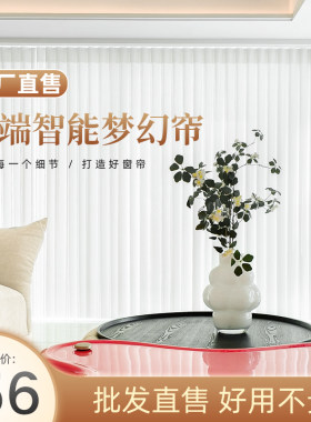 电动梦幻帘2023新款客厅阳台手动梦幻窗帘轨道竖S百叶纱帘成都窗