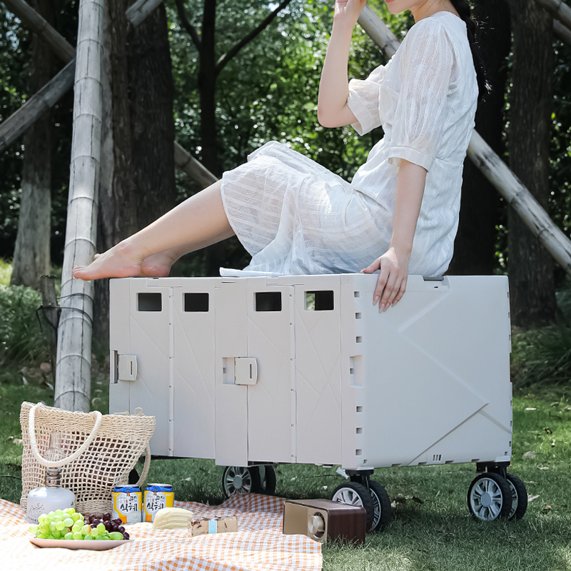 野营拖车折叠拉杆车露营野餐团建摆摊便携取快递手推W车子收纳箱
