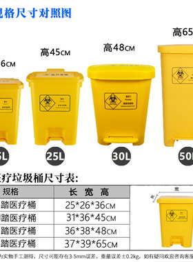660L黄色医疗大垃圾桶医院诊所手推转运车医用废物V四轮户外收纳