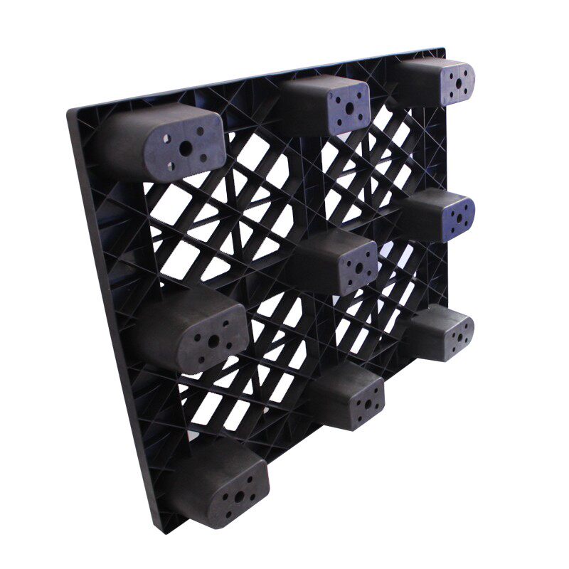 黑色九脚塑料叉车托盘卡板胶卡板货物栈板垫仓板V地脚防潮板垫板