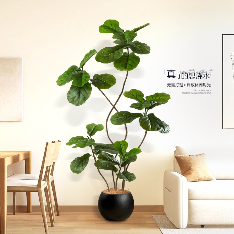 仿真琴叶榕客厅沙发边绿植大型z落地装饰摆件室内仿生植物假树盆