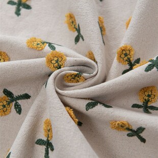 沙发布料面料雏菊棉麻刺绣面料diy手工材料包抱枕沙X发套花卉布料