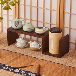 实木桌面置物架博古架茶杯架收纳架茶室I茶道茶壶摆放架茶具架茶
